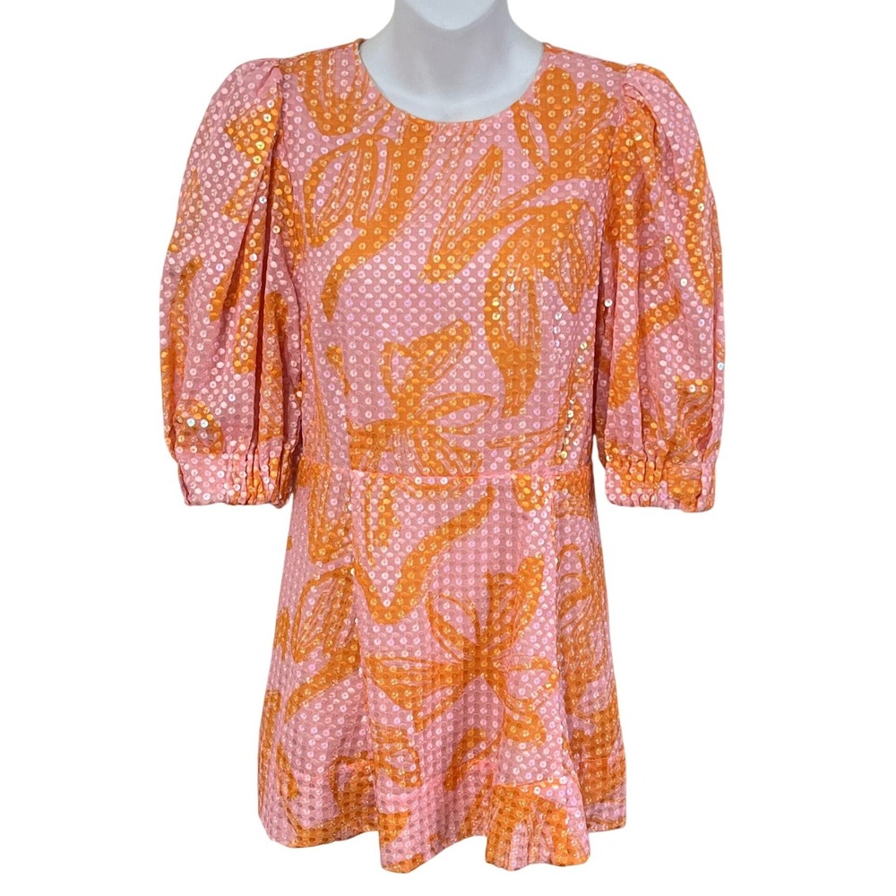 STINE GOYA CELINA DRESS - STROKE FLOWER - ATTERLEY IN PINK Women's Medium - Picture 2 of 5